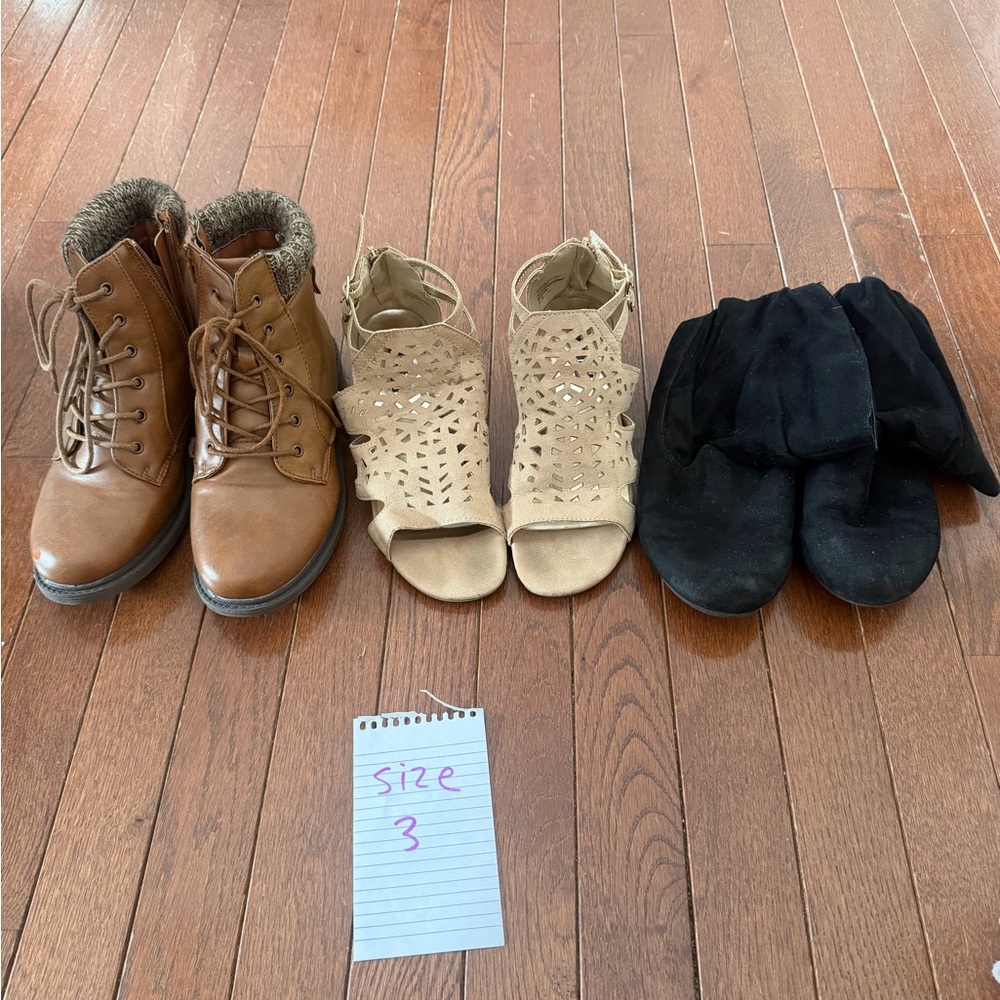 Girls Stylish Footwear Trio - Size 3